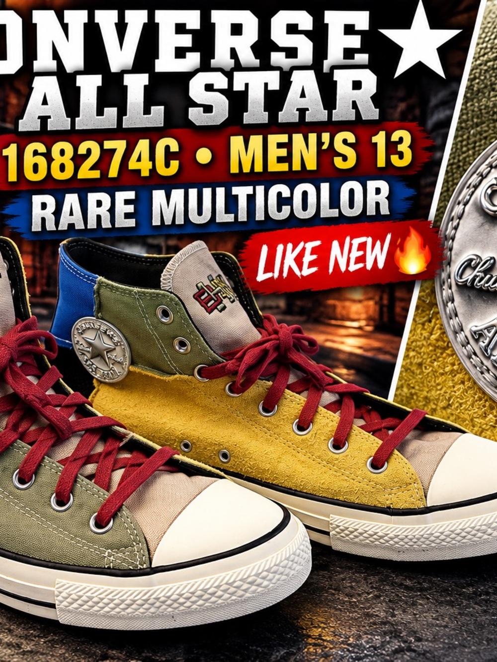 Converse All Star 168274C High Top Multicolor Sneakers Men’s 13 Suede Rare